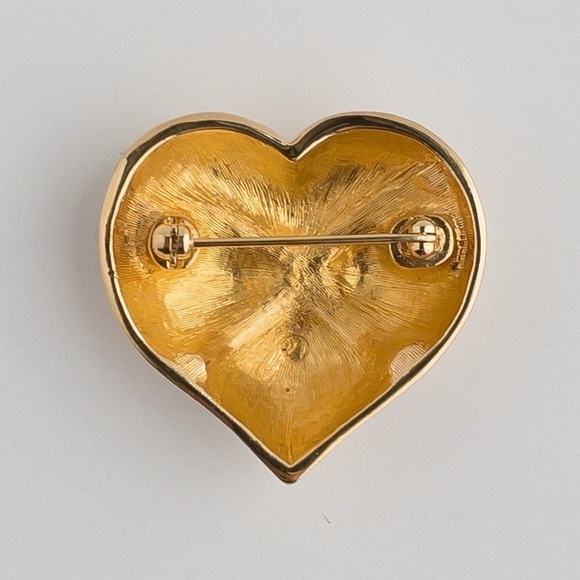 Vintage 1990s Swarovski Gold Heart Brooch – Pave Crystal Pin - Picture 12 of 16